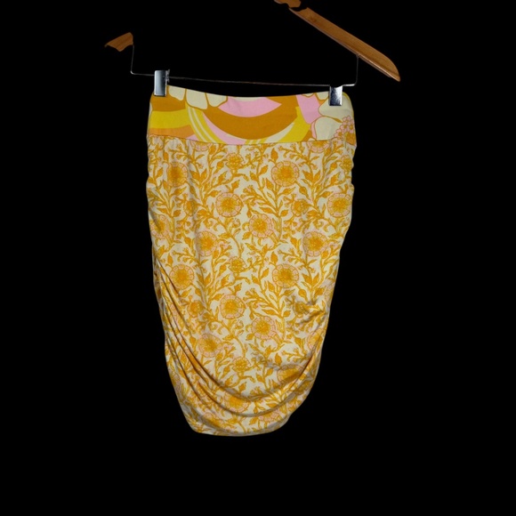 Free People She's Something Else Yellow Floral Print Bodycon Mini Skirt Sz S - Picture 2 of 8